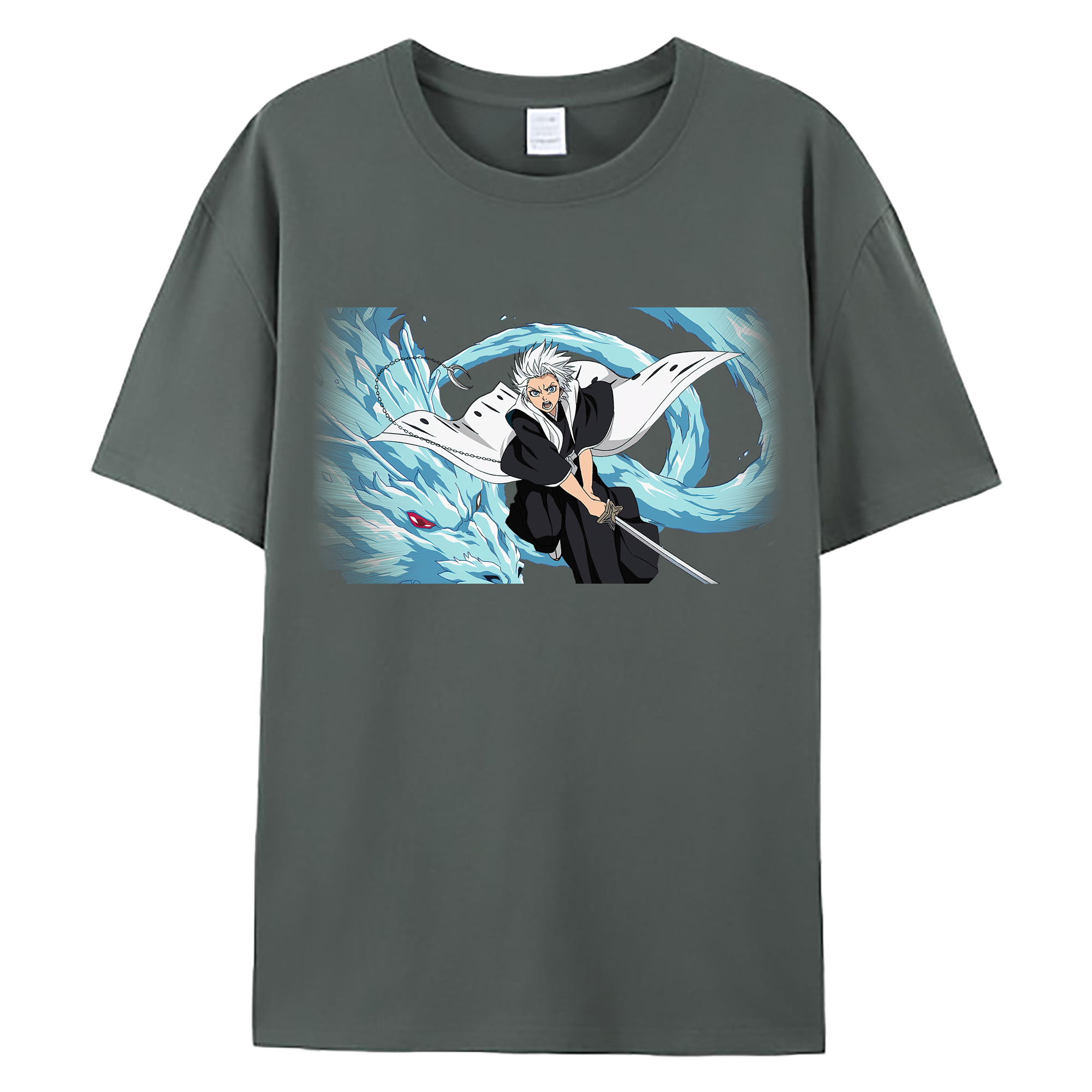 （画像用） ブリーチ 日番谷冬獅郎（ひつがや とうしろう） BLEACH Hitsugaya Toushirou 綿100％ メンズ半袖Tシャツ｜肌触りやわらか＆通気性